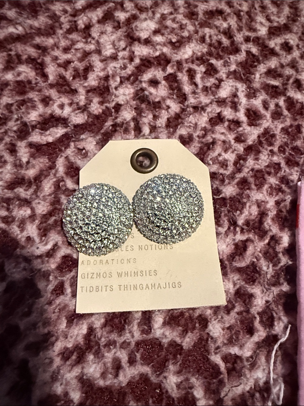Anthropologie Silver Crystal Pavé Dome Studs brand new, added mini dust bag! - Picture 5 of 5